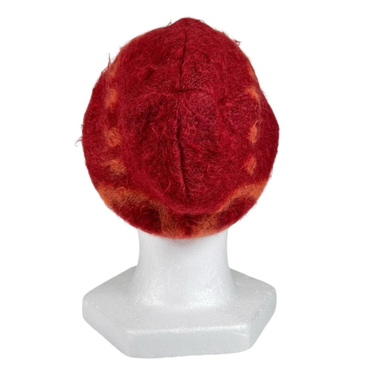 Excellent GUCCI Knit cap Big GGPattern knit hat Orange mohair mens M 638679