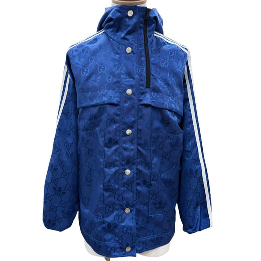 Excellent GUCCI adidas Nylon jacket GG pattern Trefoil side stripe 38 702298