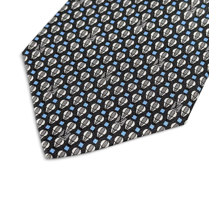 Excellent LOUIS VUITTON tie LV pattern gray silk mens M75325