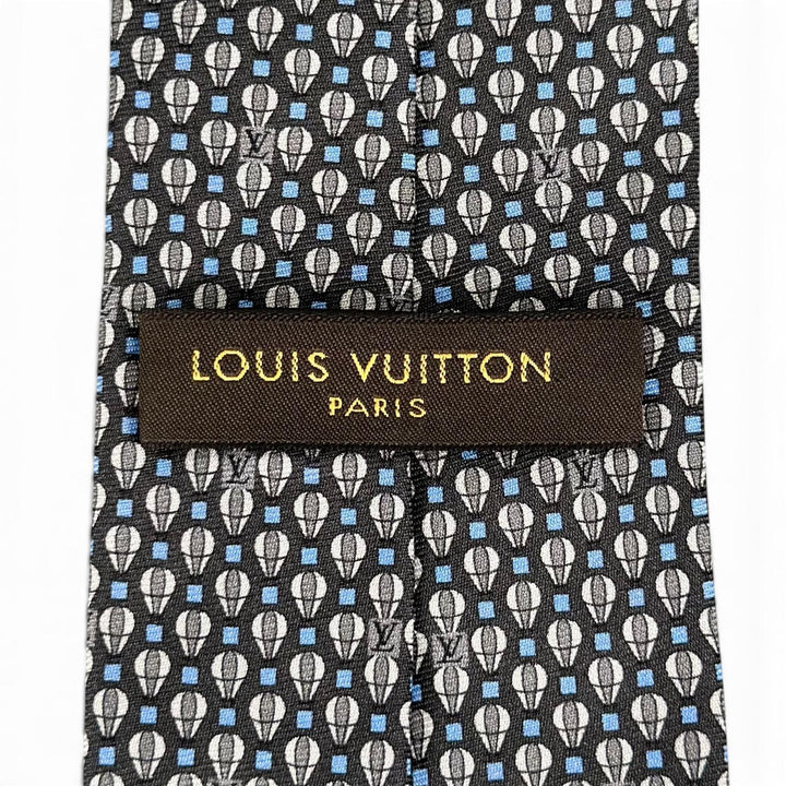 Excellent LOUIS VUITTON tie LV pattern gray silk mens M75325