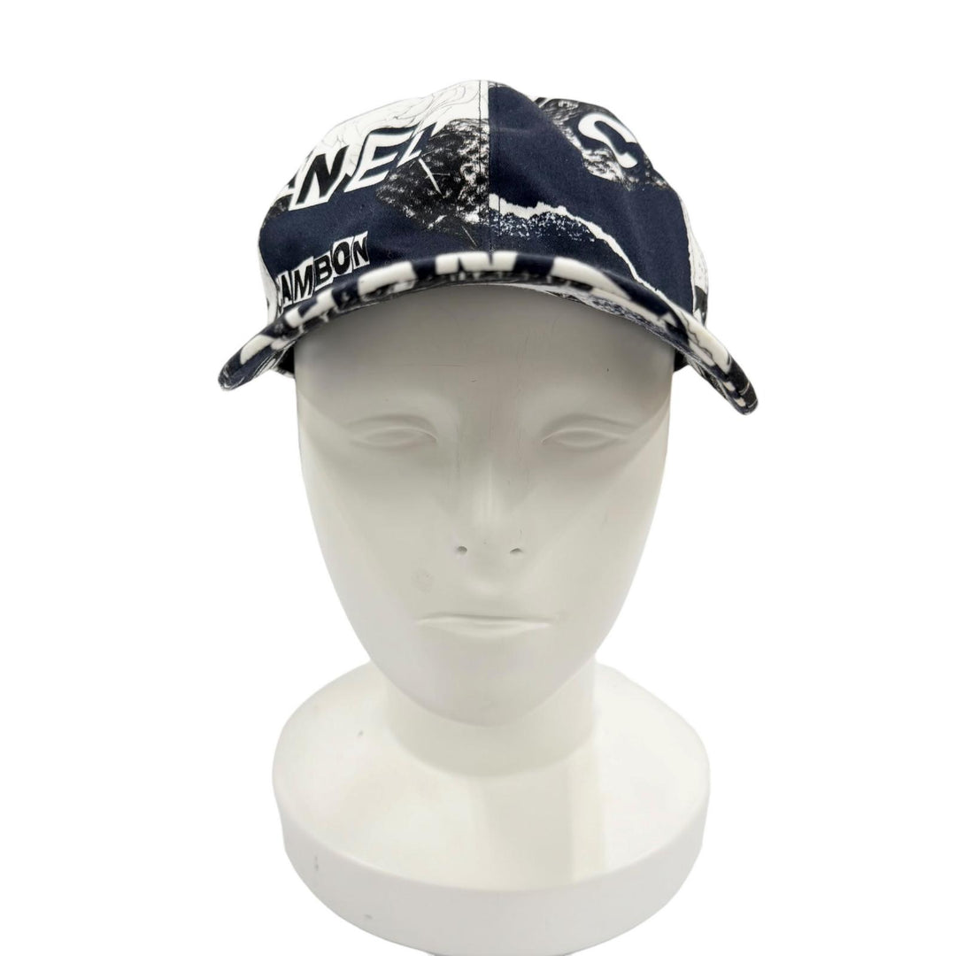Excellent CHANEL cap With COCO Mark button Navy cotton Women 20P