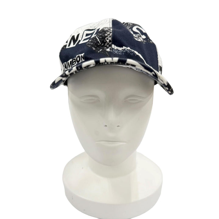 Excellent CHANEL cap With COCO Mark button Navy cotton Women 20P