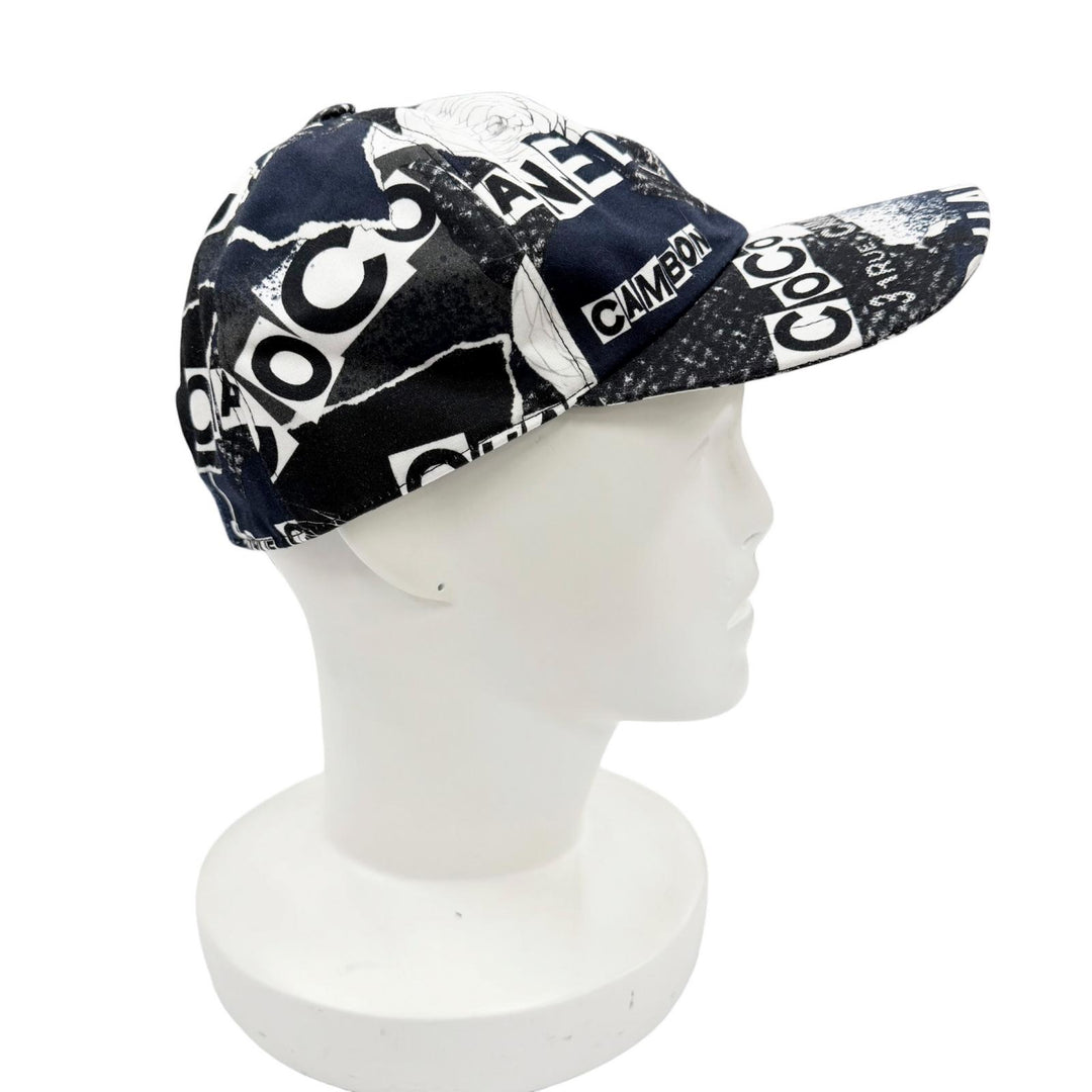 Excellent CHANEL cap With COCO Mark button Navy cotton Women 20P