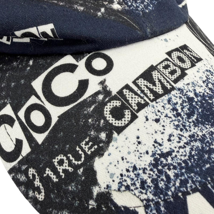 Excellent CHANEL cap With COCO Mark button Navy cotton Women 20P
