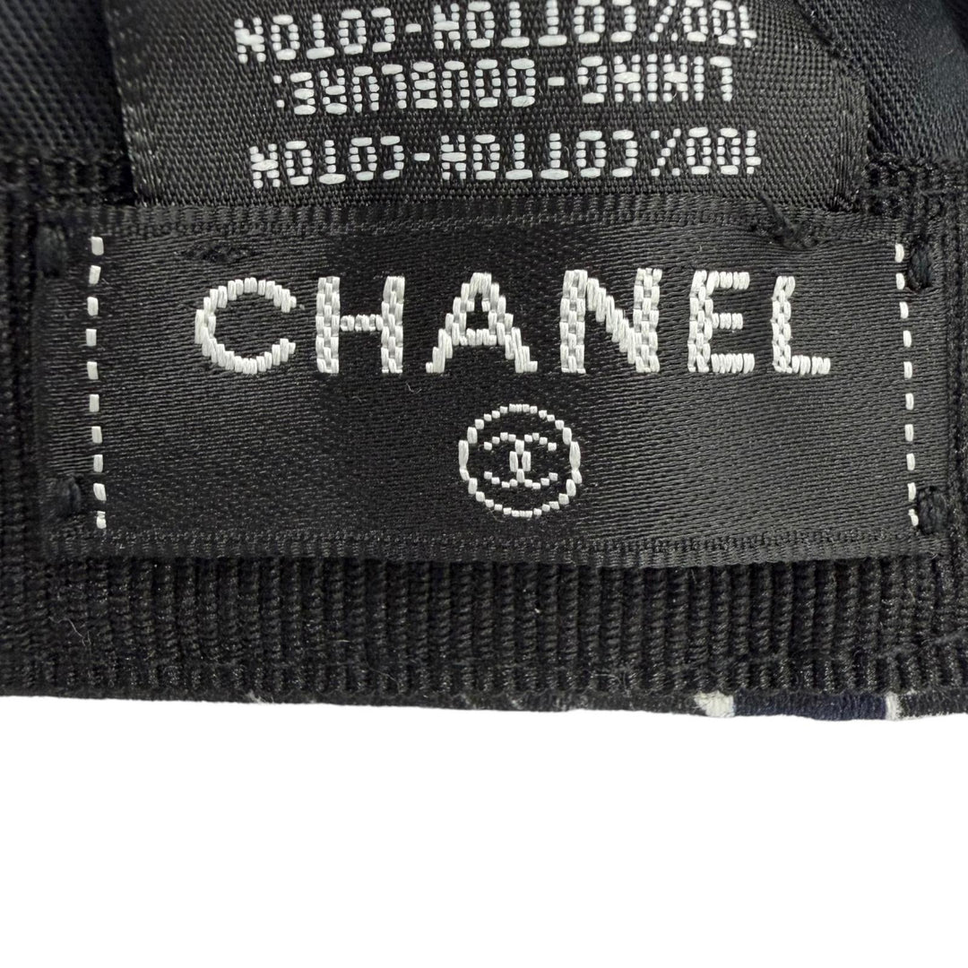 Excellent CHANEL cap With COCO Mark button Navy cotton Women 20P