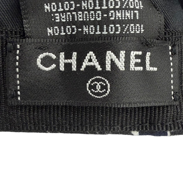 Excellent CHANEL cap With COCO Mark button Navy cotton Women 20P