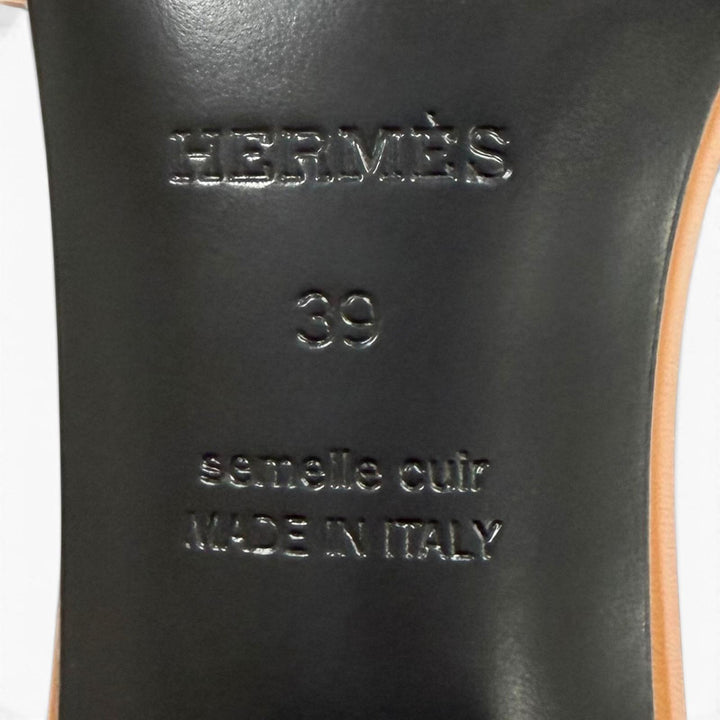 Excellent HERMES Sandals Gigi Kelly Metal Chunky Heel Leather leather 39 231063Z