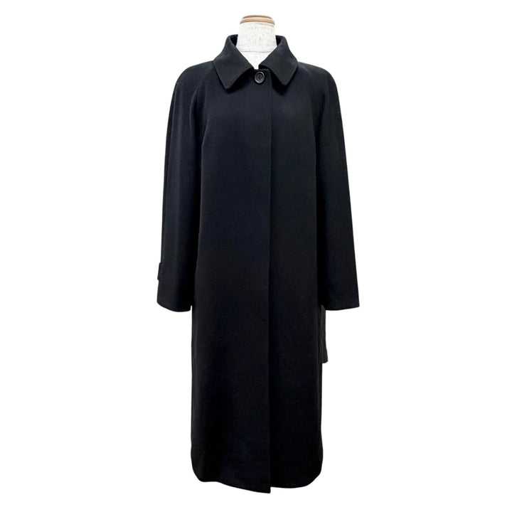 Excellent BURBERRY LONDON coat Lining check pattern long black cashmere 40