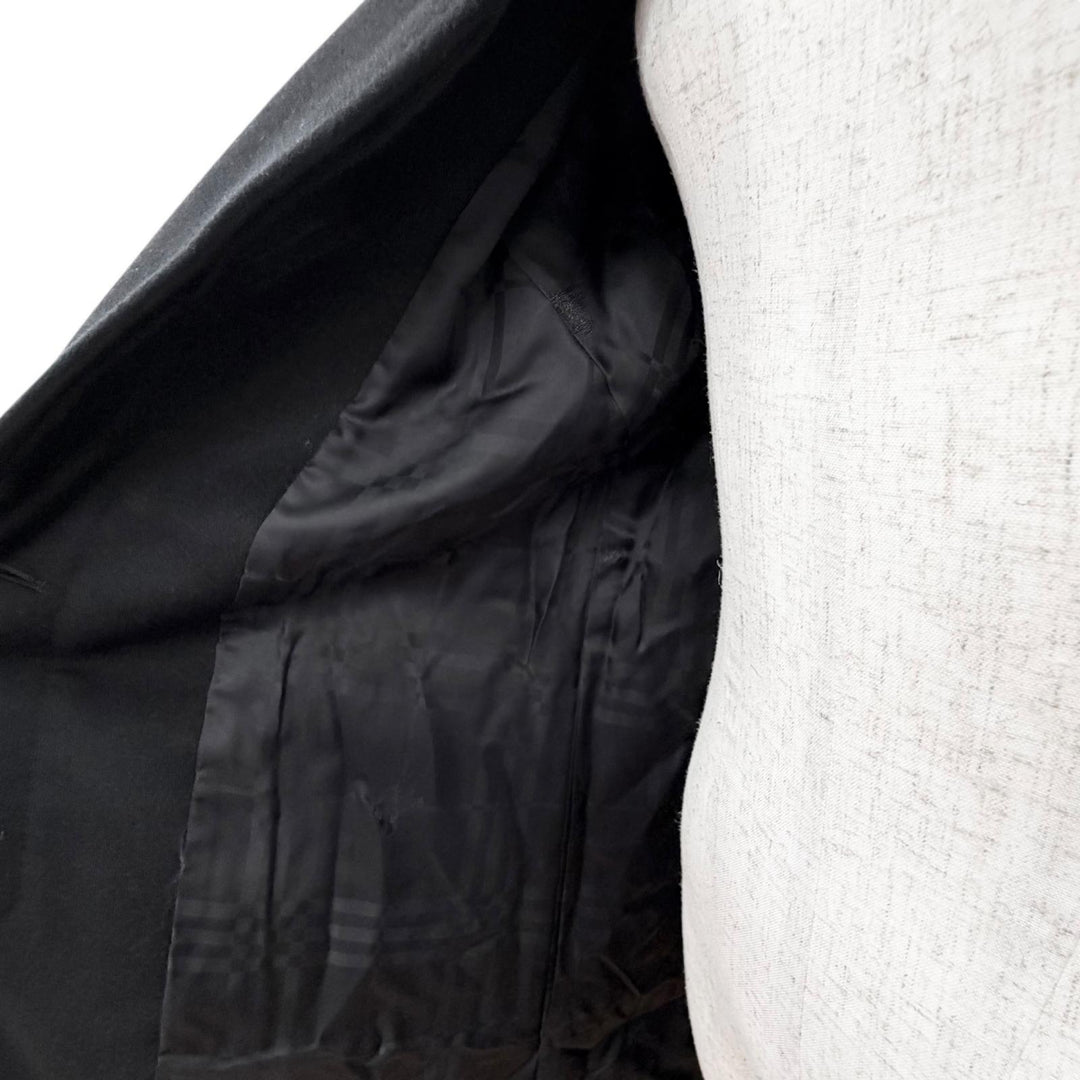 Excellent BURBERRY LONDON coat Lining check pattern long black cashmere 40