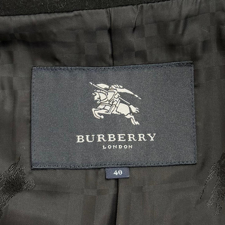 Excellent BURBERRY LONDON coat Lining check pattern long black cashmere 40