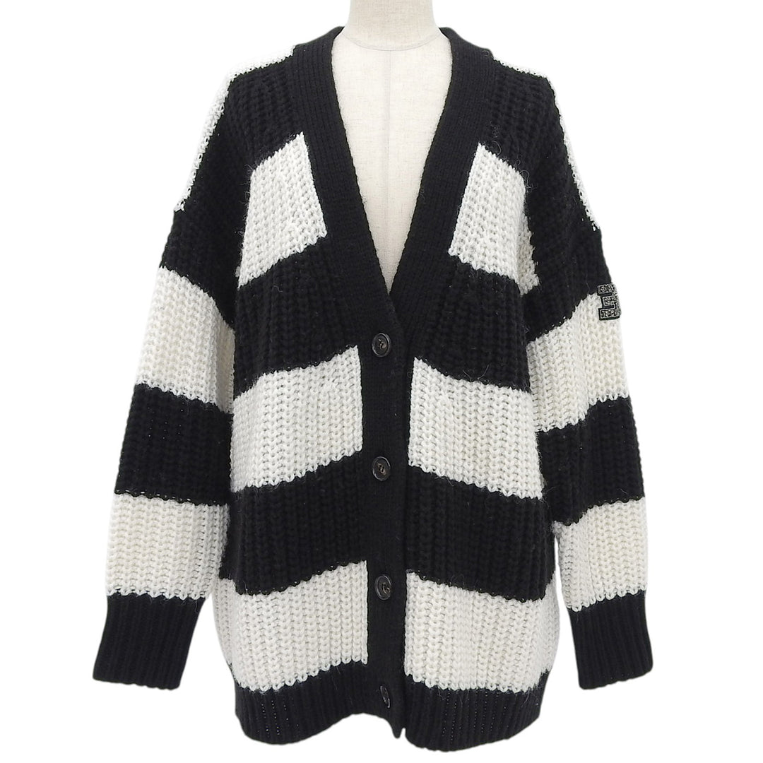 Excellent ERMANNO FIRENZE cardigan Alpaca blend striped knit black 40