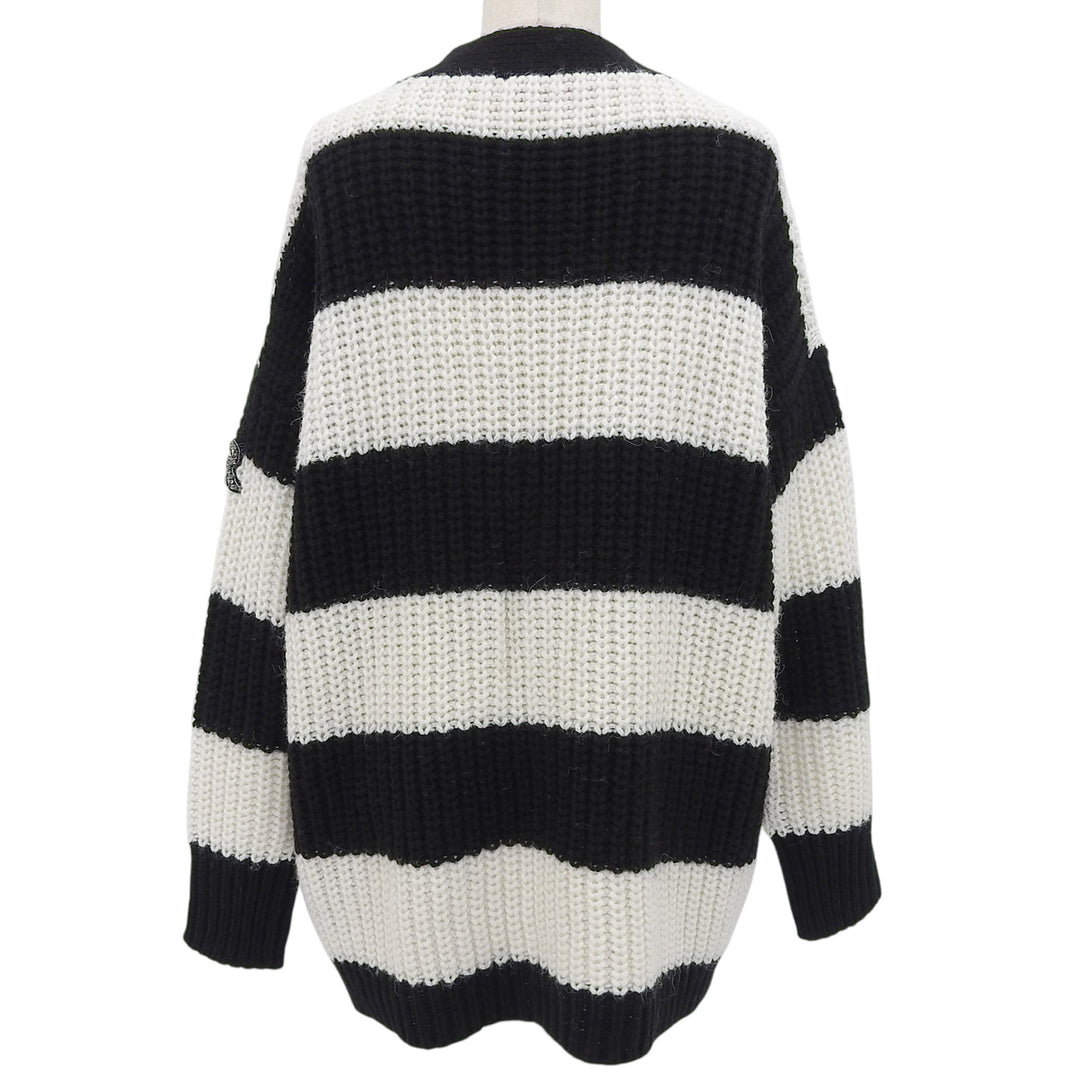 Excellent ERMANNO FIRENZE cardigan Alpaca blend striped knit black 40