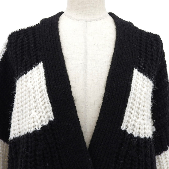 Excellent ERMANNO FIRENZE cardigan Alpaca blend striped knit black 40