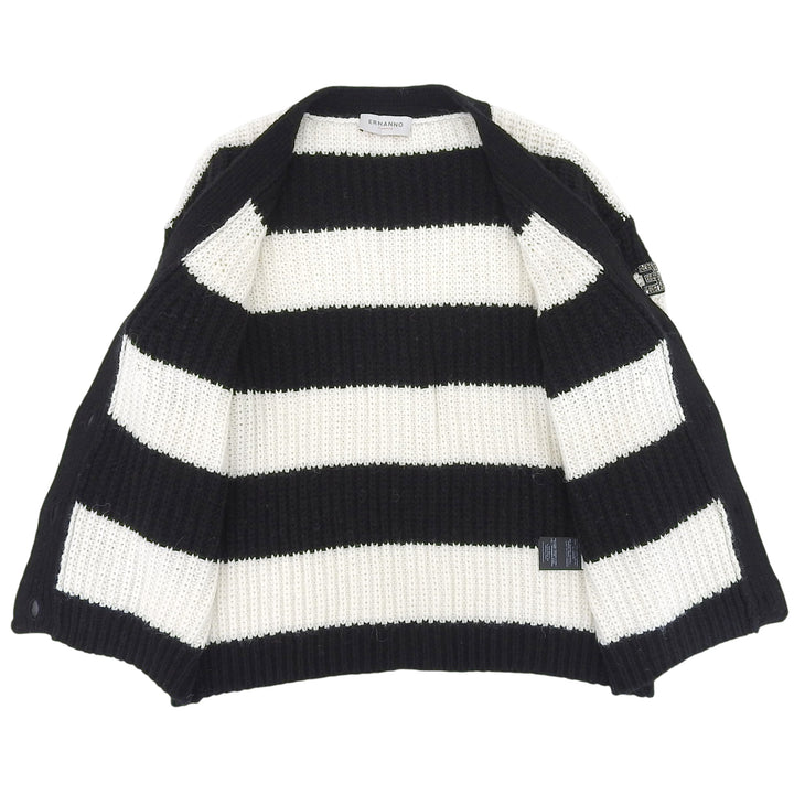 Excellent ERMANNO FIRENZE cardigan Alpaca blend striped knit black 40