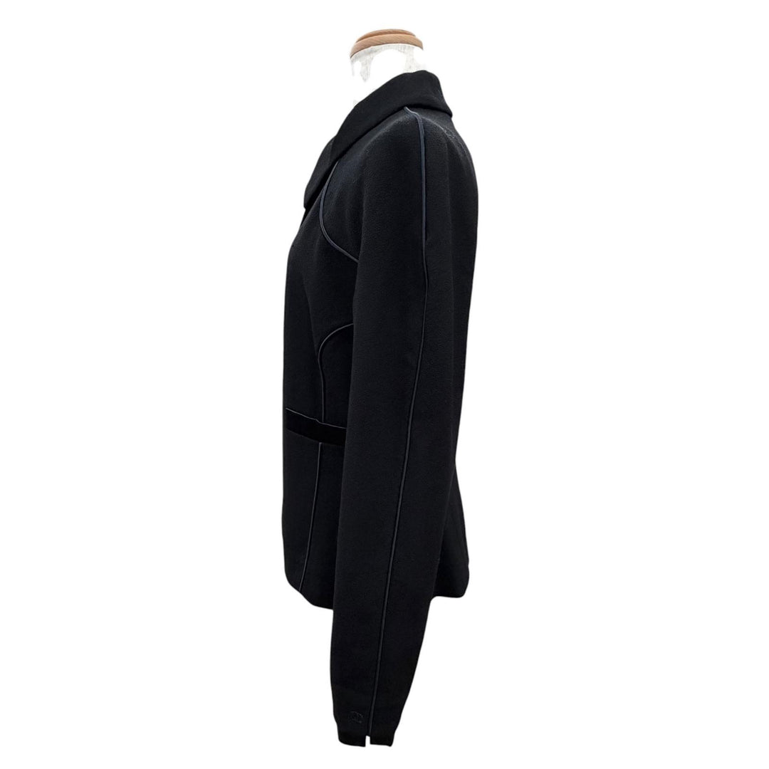 Great CHANEL Jacket COCO Mark satin piping black wool Women 40 02A P19727