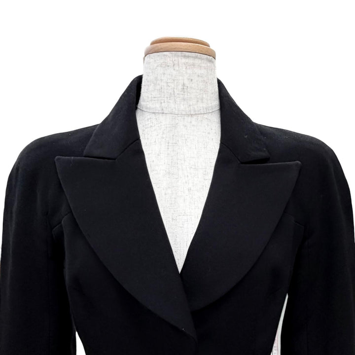 Very Good CHANEL Jacket COCO Mark Tack Button Peaked Lapel black 34 02A P19771