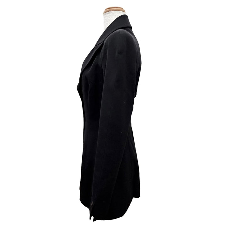 Very Good CHANEL Jacket COCO Mark Tack Button Peaked Lapel black 34 02A P19771