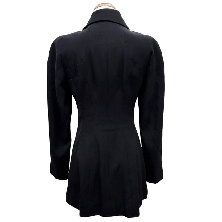 Very Good CHANEL Jacket COCO Mark Tack Button Peaked Lapel black 34 02A P19771
