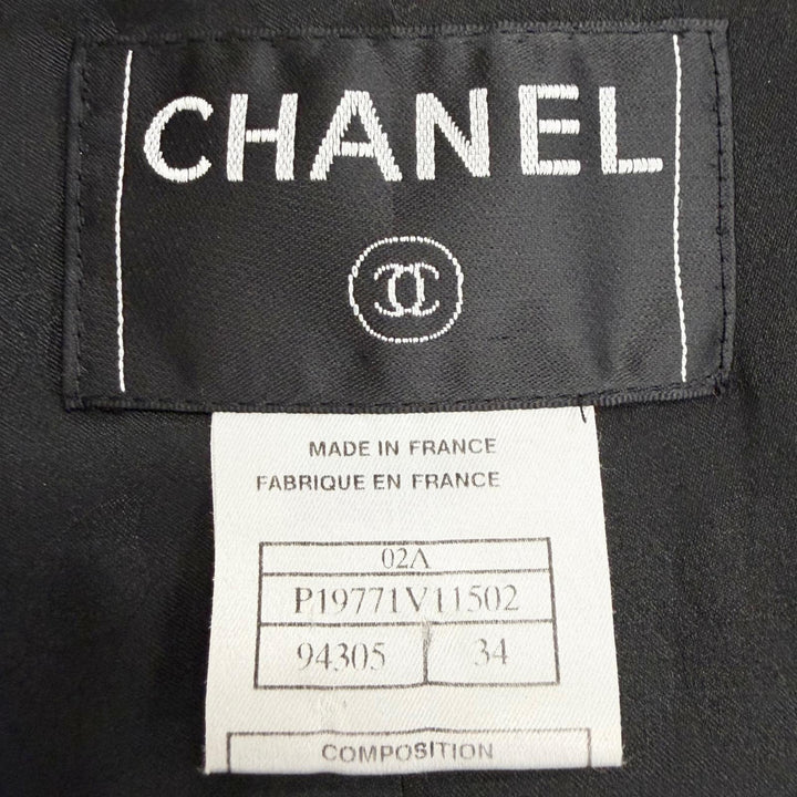 Very Good CHANEL Jacket COCO Mark Tack Button Peaked Lapel black 34 02A P19771