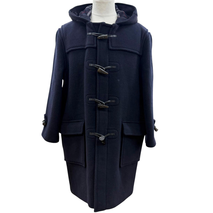 Excellent Burberrys Duffel coat Checkered lining pattern, toggle buttons Navy M