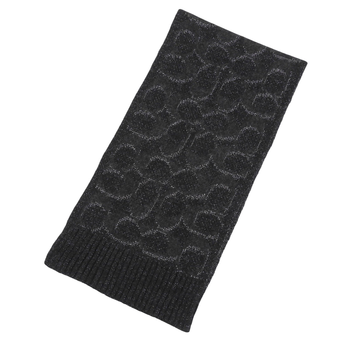 Pristine COACH Scarf Signature Rib Knit black Nylon Women CCT69