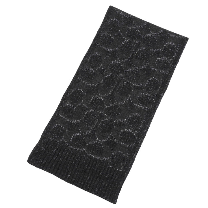 Pristine COACH Scarf Signature Rib Knit black Nylon Women CCT69