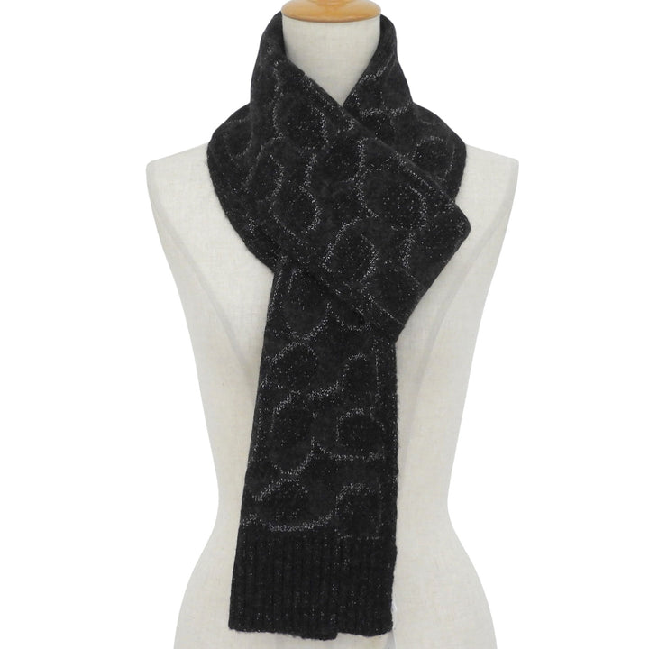 Pristine COACH Scarf Signature Rib Knit black Nylon Women CCT69