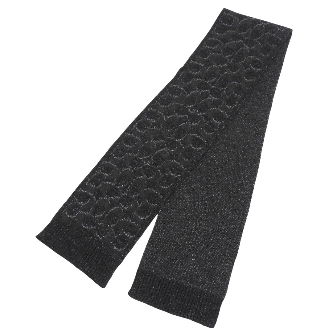 Pristine COACH Scarf Signature Rib Knit black Nylon Women CCT69