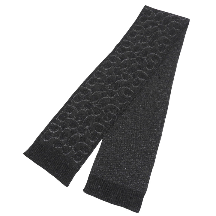 Pristine COACH Scarf Signature Rib Knit black Nylon Women CCT69