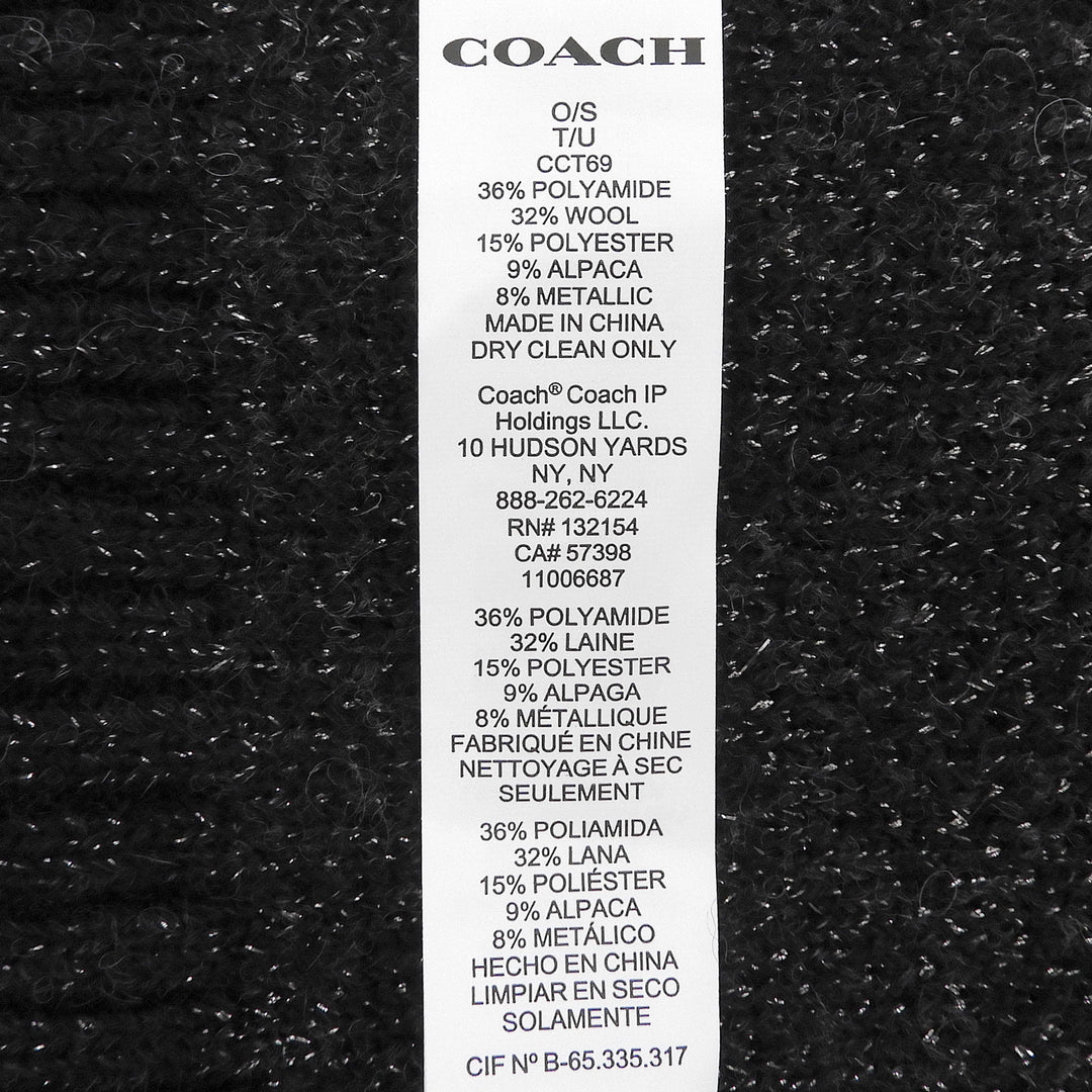 Pristine COACH Scarf Signature Rib Knit black Nylon Women CCT69