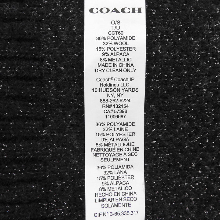 Pristine COACH Scarf Signature Rib Knit black Nylon Women CCT69