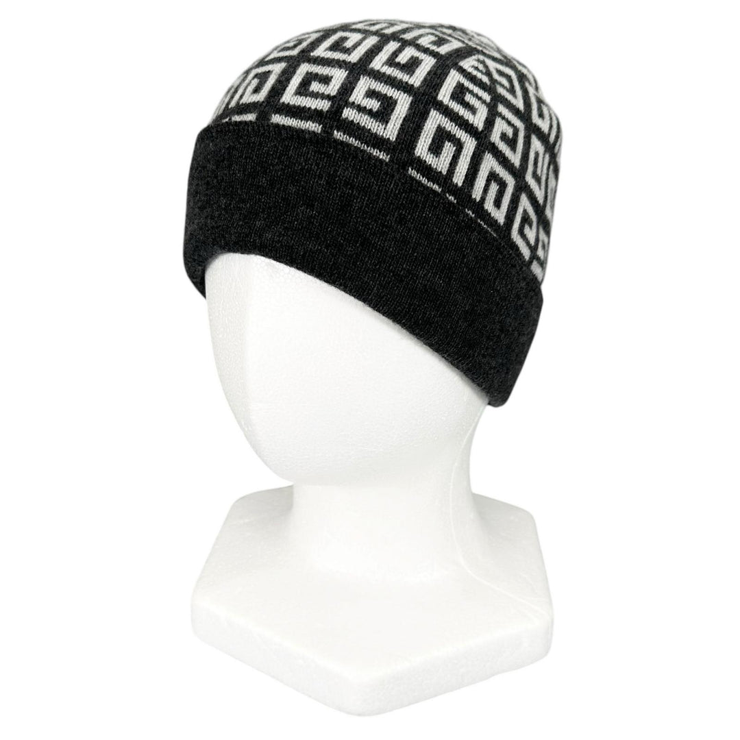 Pristine GIVENCHY Knit cap Double-faced 4G beanie Dark gray wool mens BGZ02ZG00V