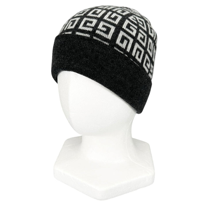 Pristine GIVENCHY Knit cap Double-faced 4G beanie Dark gray wool mens BGZ02ZG00V