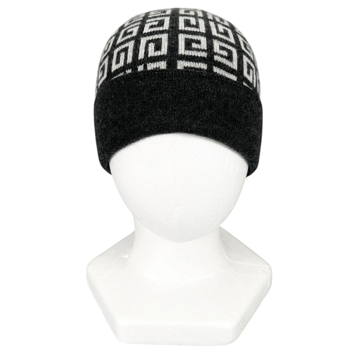 Pristine GIVENCHY Knit cap Double-faced 4G beanie Dark gray wool mens BGZ02ZG00V