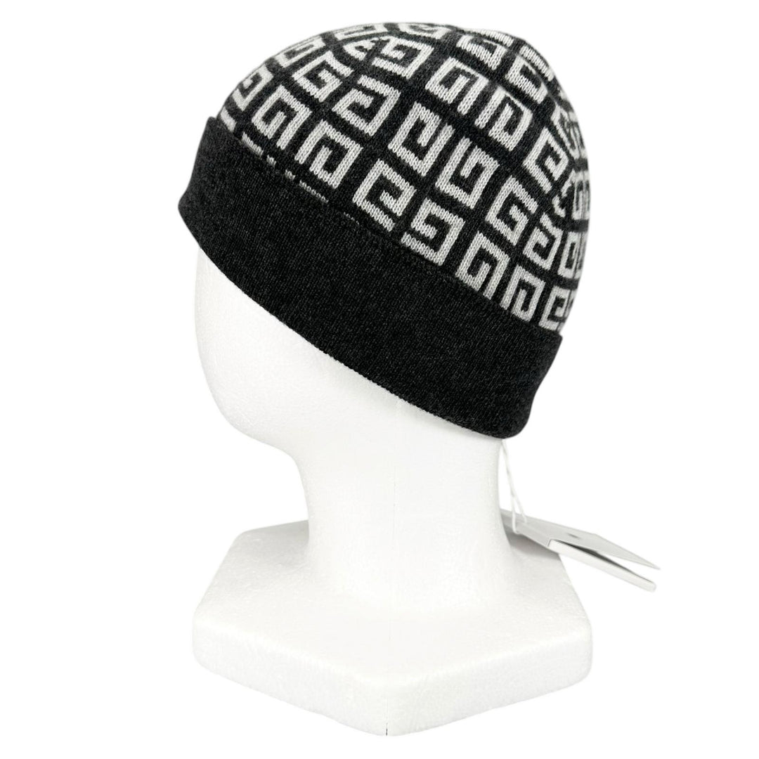 Pristine GIVENCHY Knit cap Double-faced 4G beanie Dark gray wool mens BGZ02ZG00V