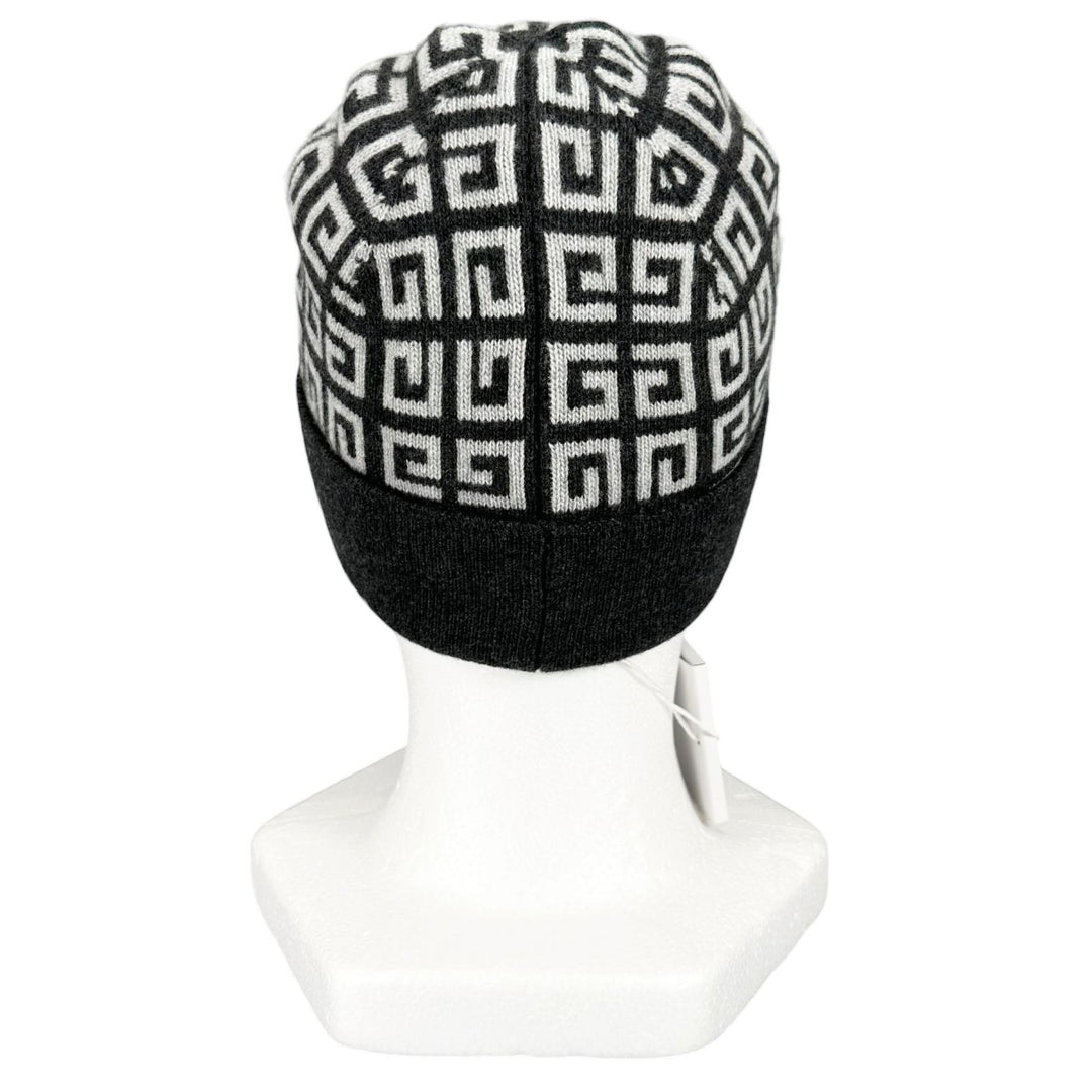 Pristine GIVENCHY Knit cap Double-faced 4G beanie Dark gray wool mens BGZ02ZG00V