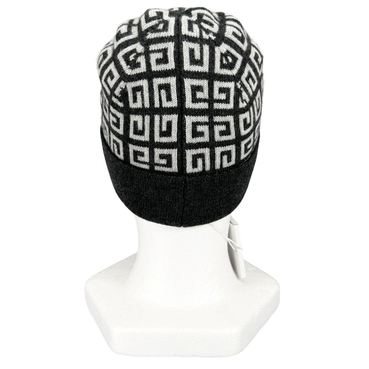 Pristine GIVENCHY Knit cap Double-faced 4G beanie Dark gray wool mens BGZ02ZG00V
