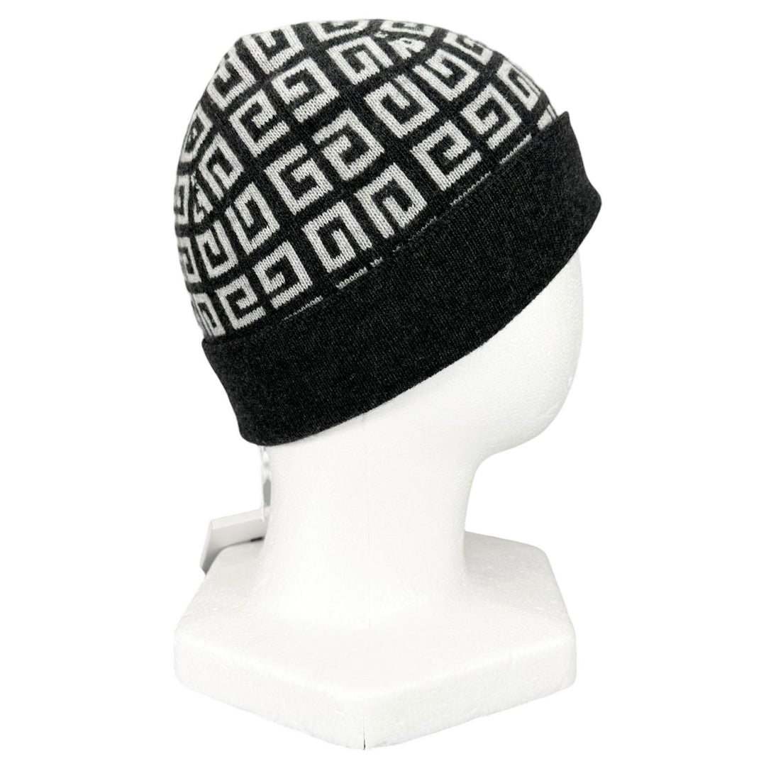 Pristine GIVENCHY Knit cap Double-faced 4G beanie Dark gray wool mens BGZ02ZG00V
