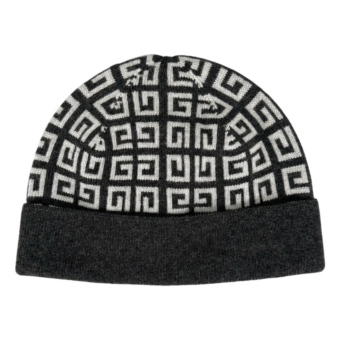 Pristine GIVENCHY Knit cap Double-faced 4G beanie Dark gray wool mens BGZ02ZG00V