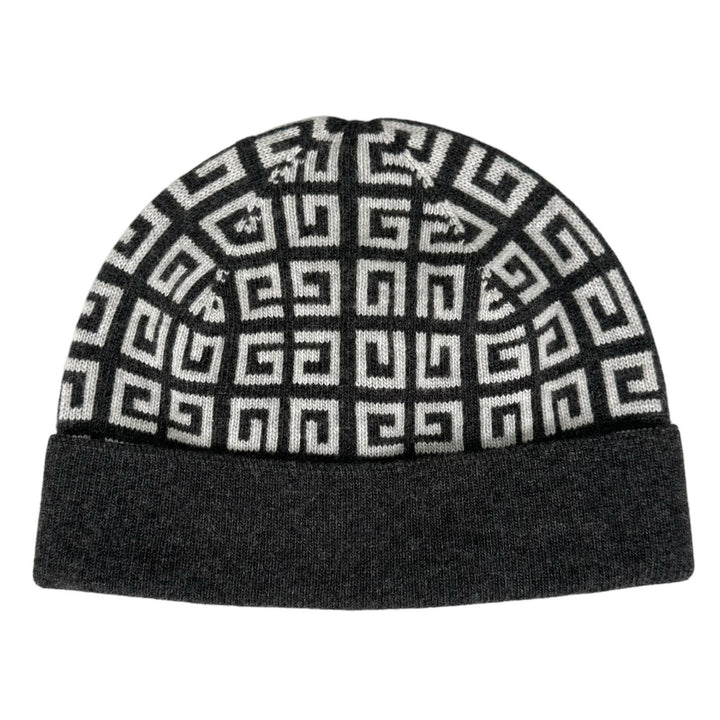 Pristine GIVENCHY Knit cap Double-faced 4G beanie Dark gray wool mens BGZ02ZG00V