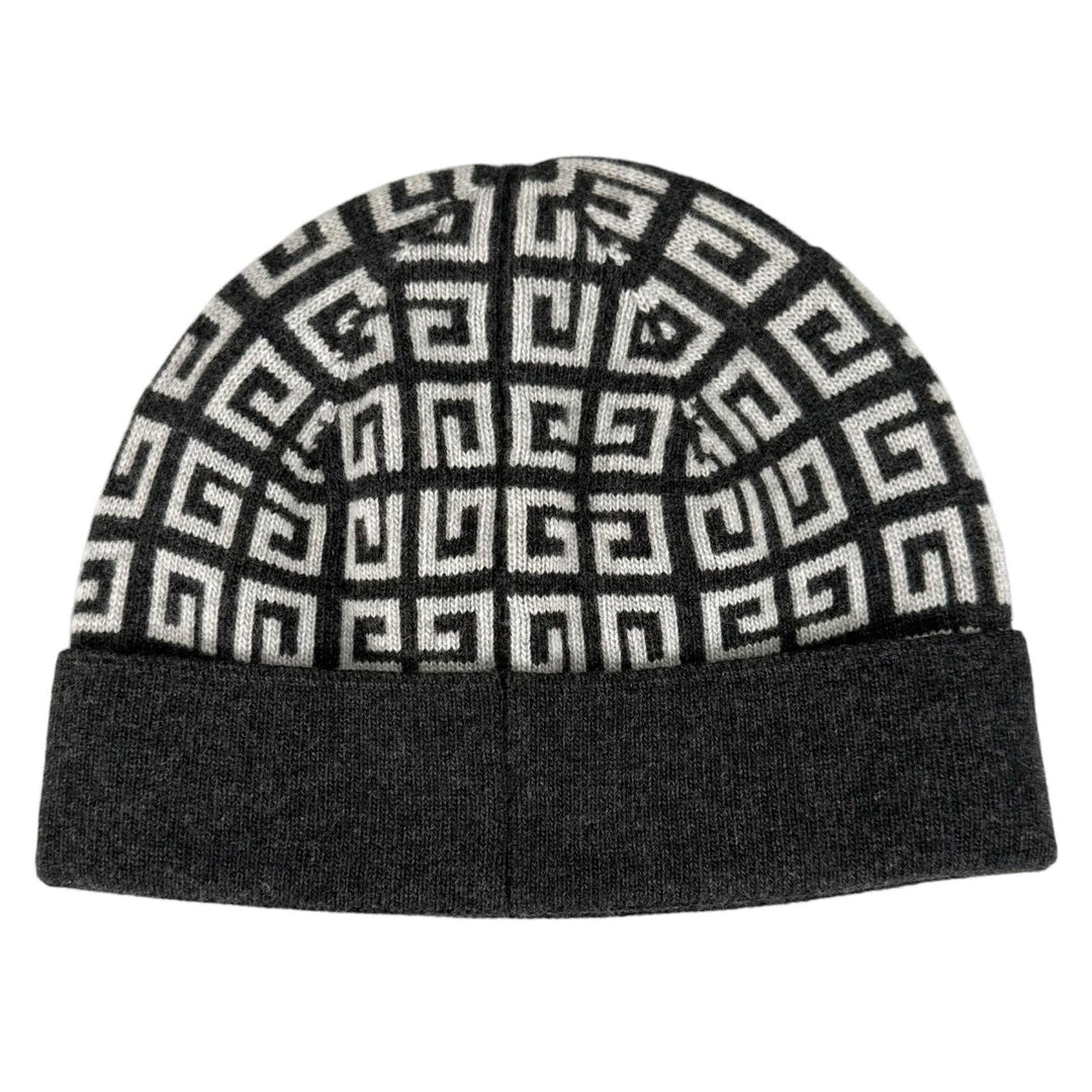 Pristine GIVENCHY Knit cap Double-faced 4G beanie Dark gray wool mens BGZ02ZG00V