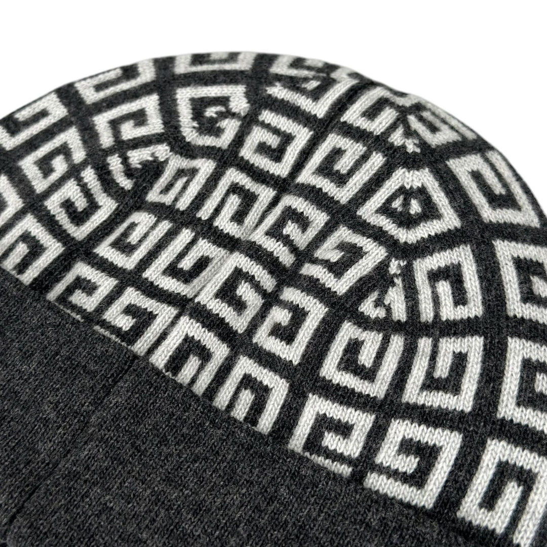 Pristine GIVENCHY Knit cap Double-faced 4G beanie Dark gray wool mens BGZ02ZG00V