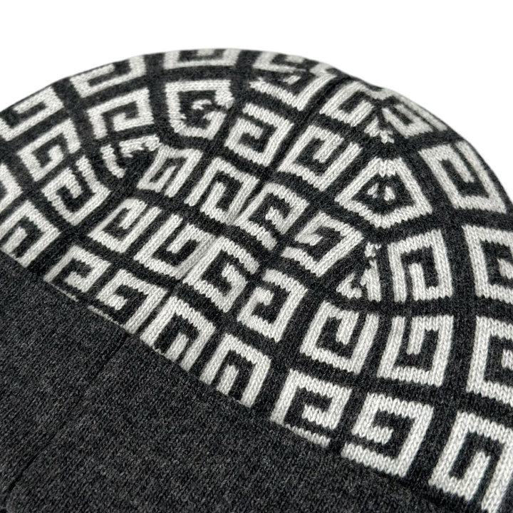 Pristine GIVENCHY Knit cap Double-faced 4G beanie Dark gray wool mens BGZ02ZG00V