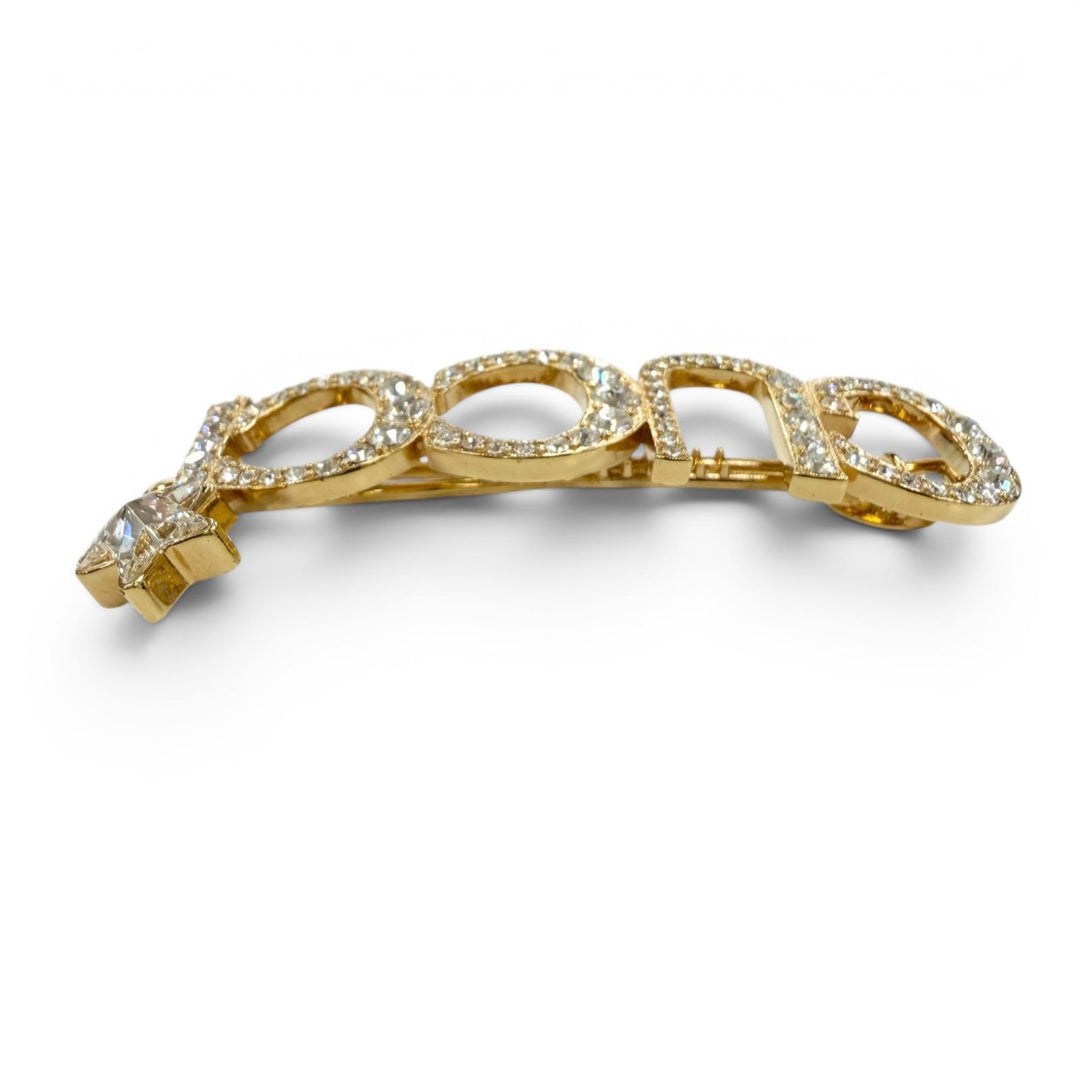 Great GUCCI clip Logo design rhinestone hair accessory gold Women 729104