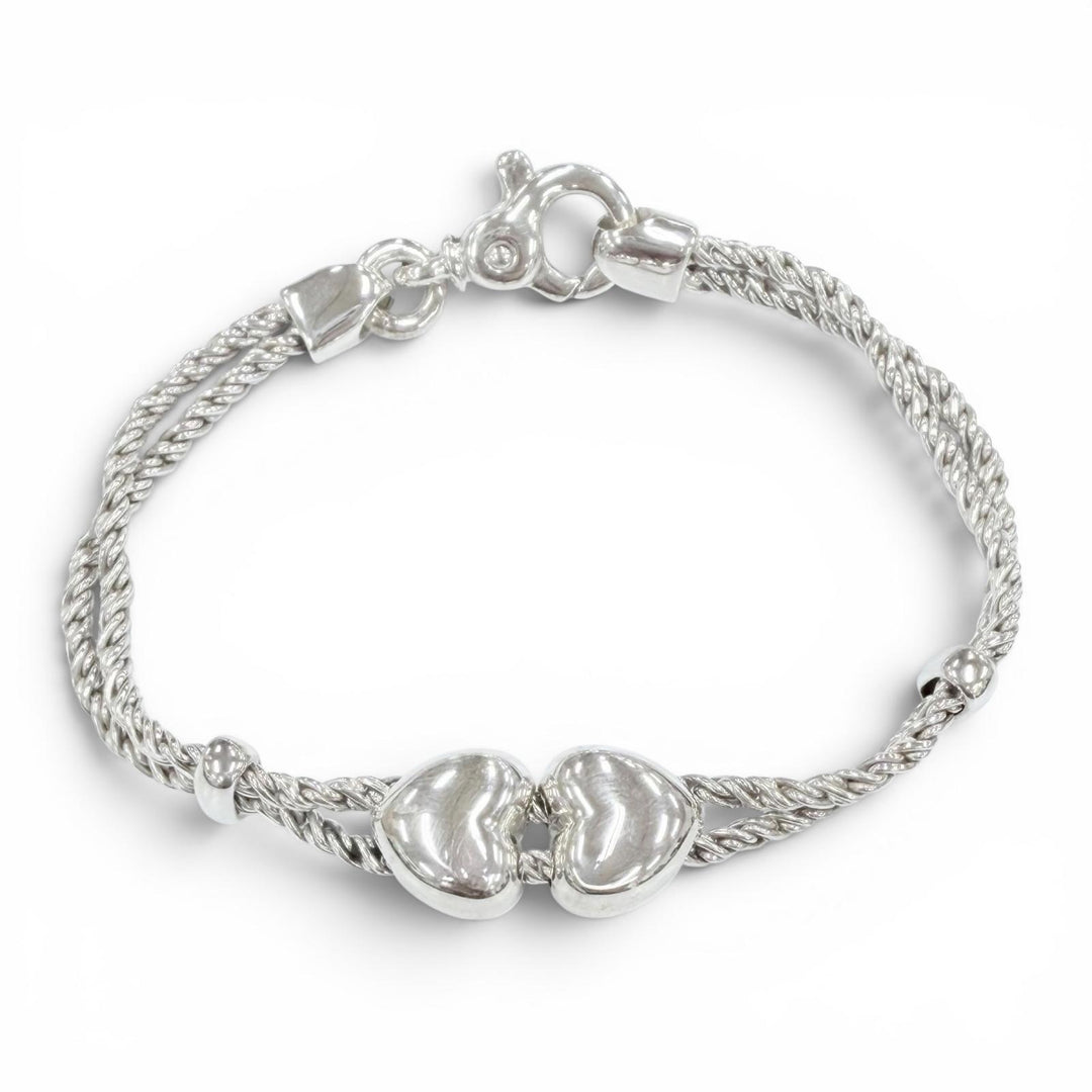 Excellent TIFFANY&Co. bracelet heart double rope Silver 925 Women