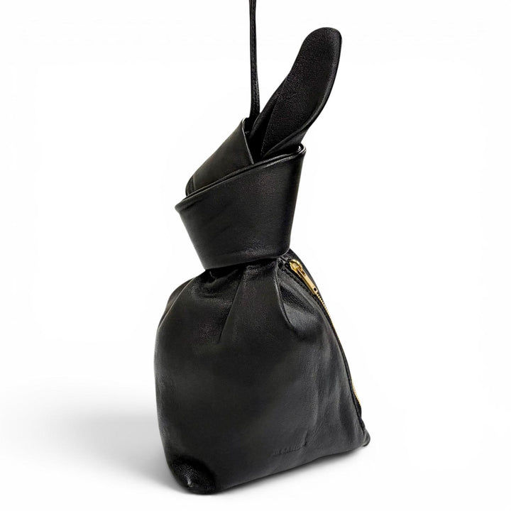 Great JIL SANDER Pouch RABBIT Rabbit Pouch Medium Rabbit black Lamb leather