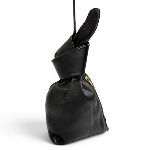 Great JIL SANDER Pouch RABBIT Rabbit Pouch Medium Rabbit black Lamb leather