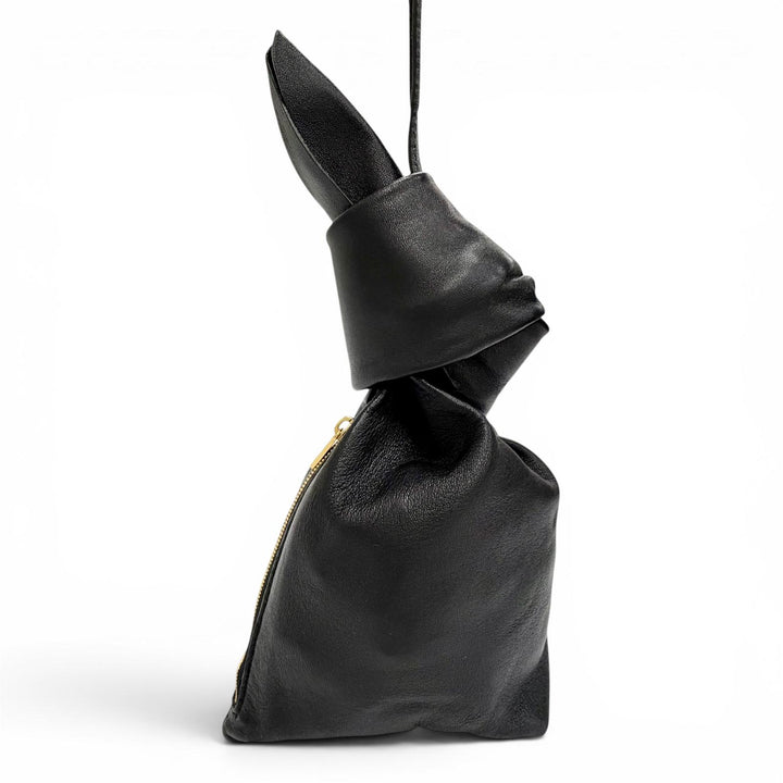 Great JIL SANDER Pouch RABBIT Rabbit Pouch Medium Rabbit black Lamb leather