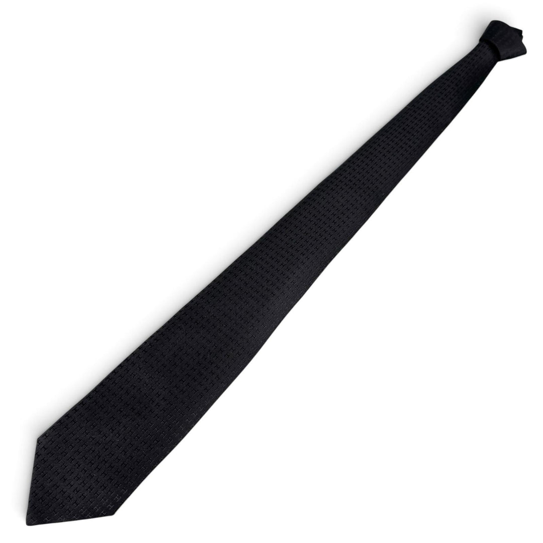 Excellent HERMES tie Fasone H H pattern black silk mens