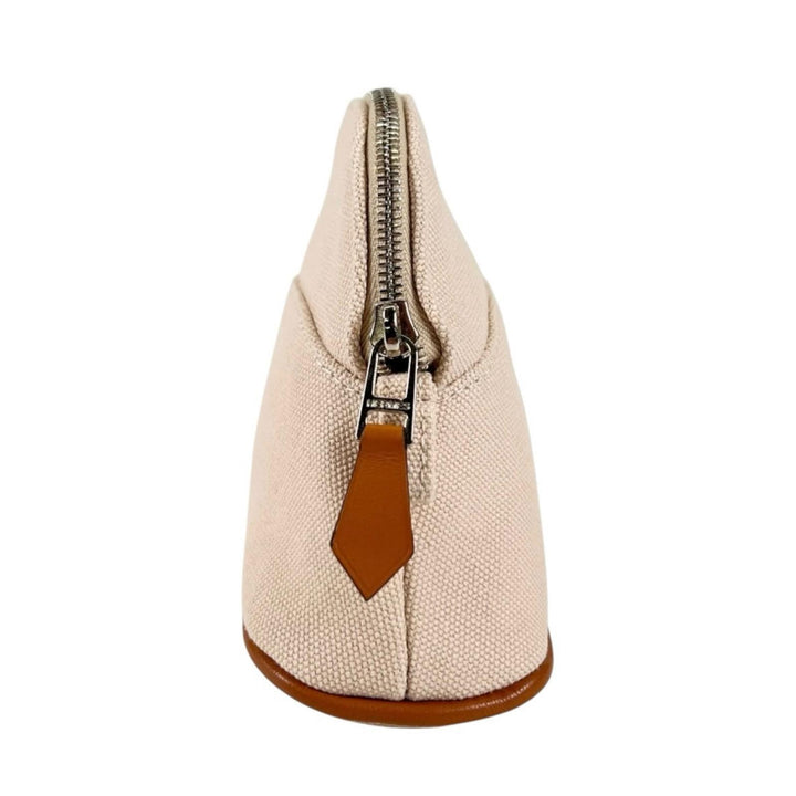 Excellent HERMES Pouch Polid Pouch Mini Mini H logo natural cotton Women